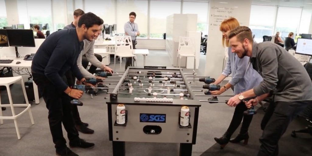 foosball table in office